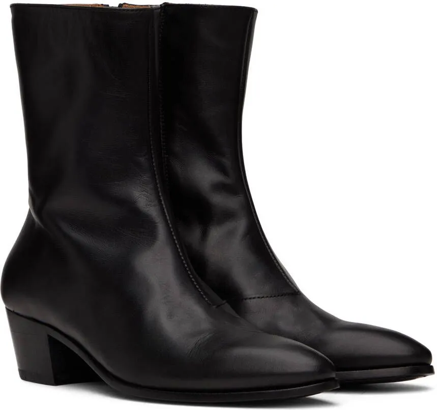 Rhude Black Leather Chelsea Boots