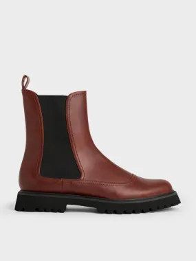 Ridged-Sole Chelsea Boots - Brick