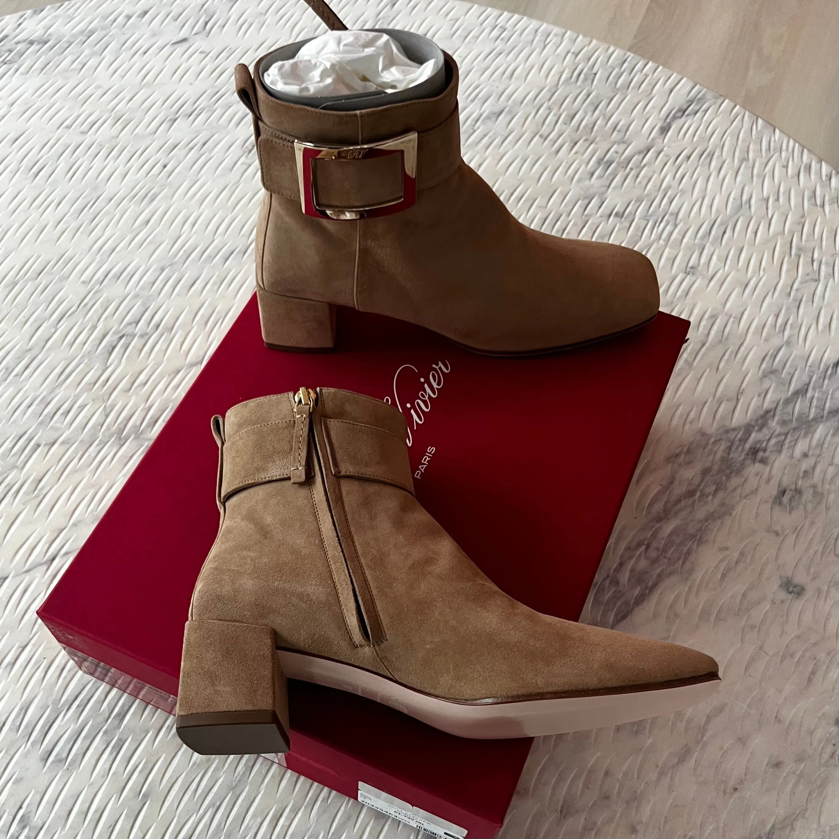 Roger Vivier ankle boots, suede, buckle detail, So Vivier collection