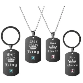 Royal Couple Necklaces and Keychains Set