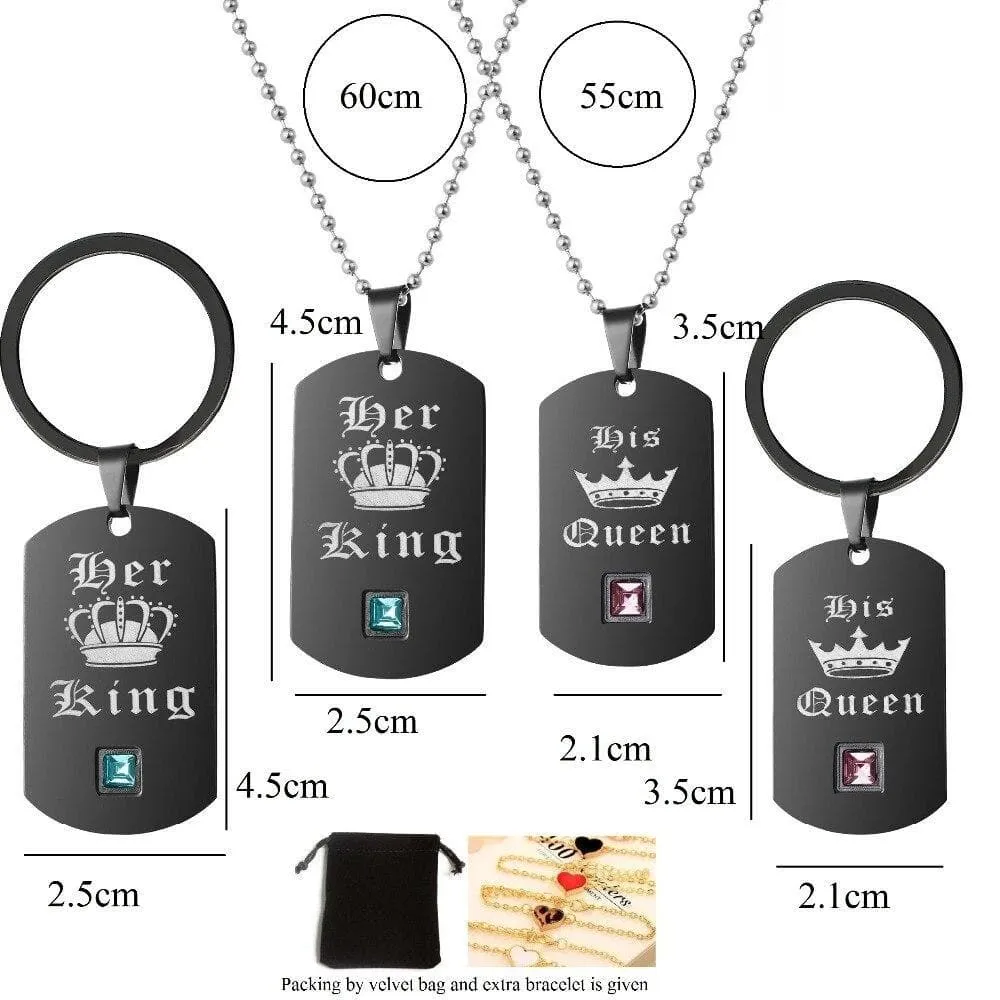 Royal Couple Necklaces and Keychains Set