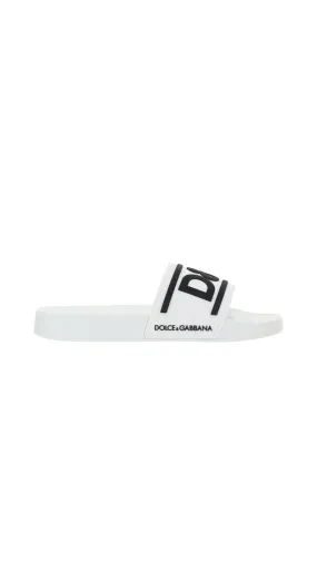 Rubber White DG Logo Beachwear Sliders