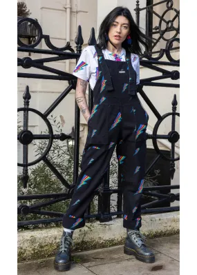 Run & Fly Black 70s Dungarees Lightning Bolt