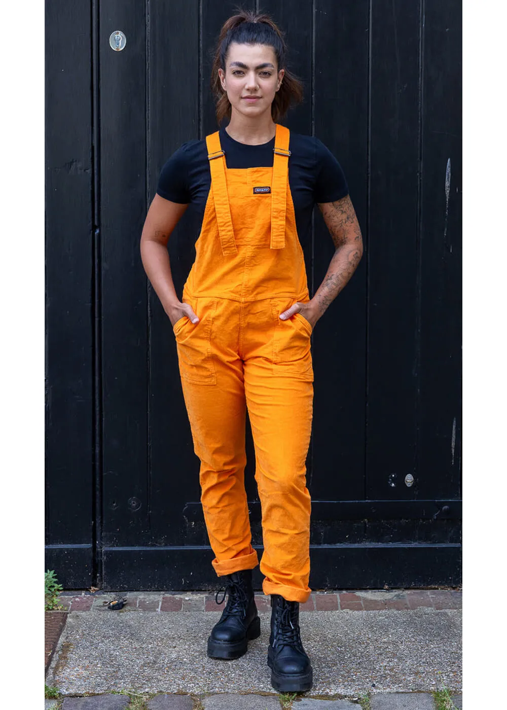 Run Fly Highlighter Corduroy Dungarees Orange