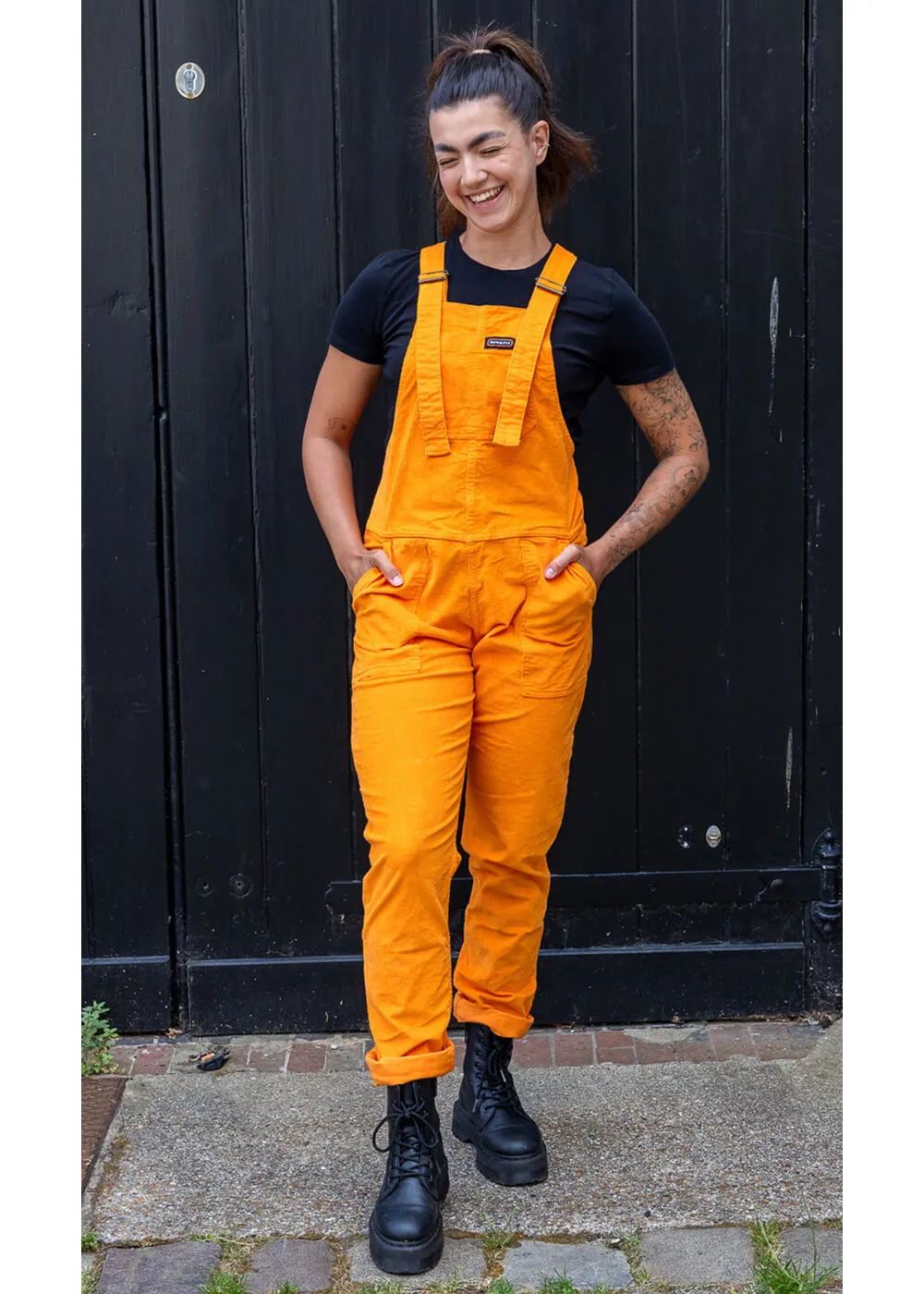 Run Fly Highlighter Corduroy Dungarees Orange