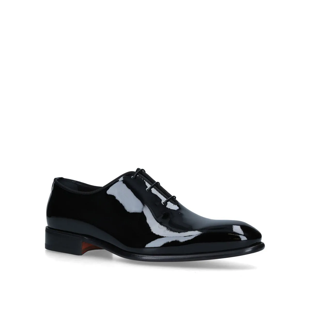 SANTONI Patent Carter Whole Cut Oxford Shoes - Black