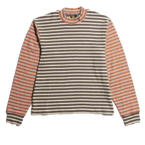 SexHippies Striped Mock Neck Black Stripe/Burnt Orange Stripe