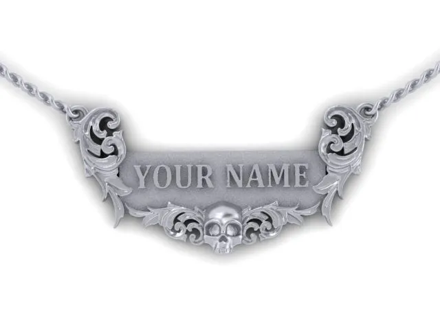 Skull Name Plate Pendant-UDINC0671