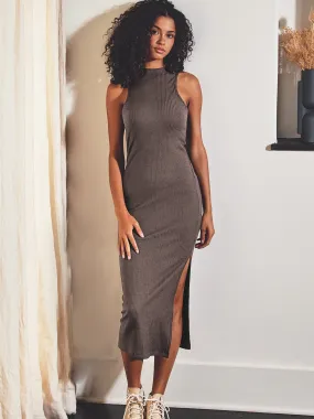 Sleek Ribbed Grey Midi Column