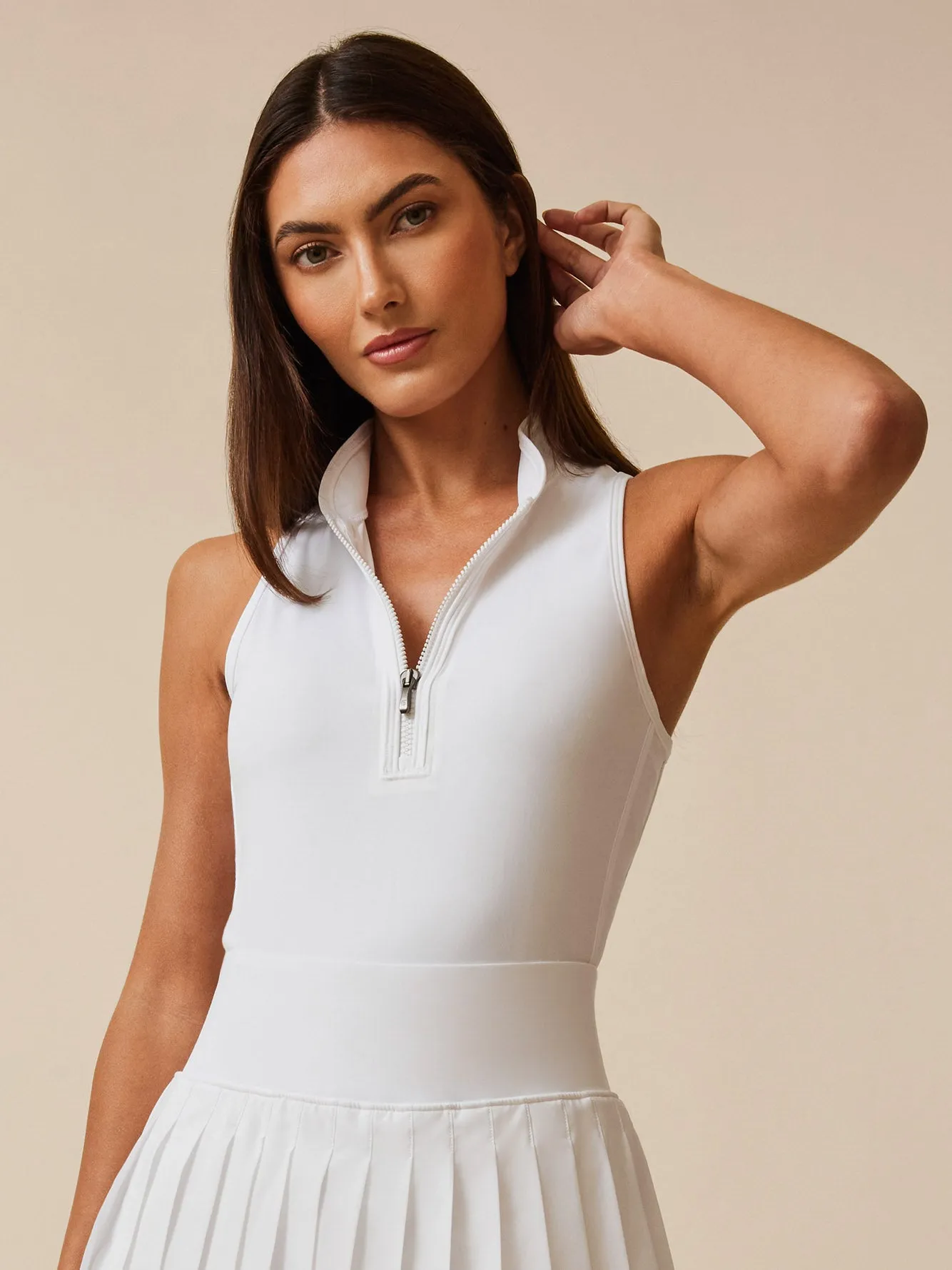 Sleeveless Vesta Mock Neck Top - Arctic.