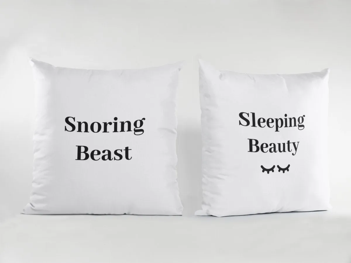 Snoring Beast Sleeping Beauty Couple Pillow Cases