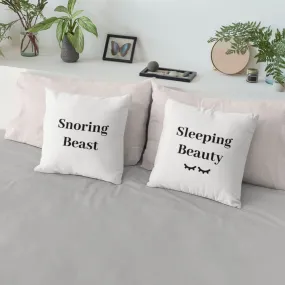 Snoring Beast Sleeping Beauty Couple Pillow Cases