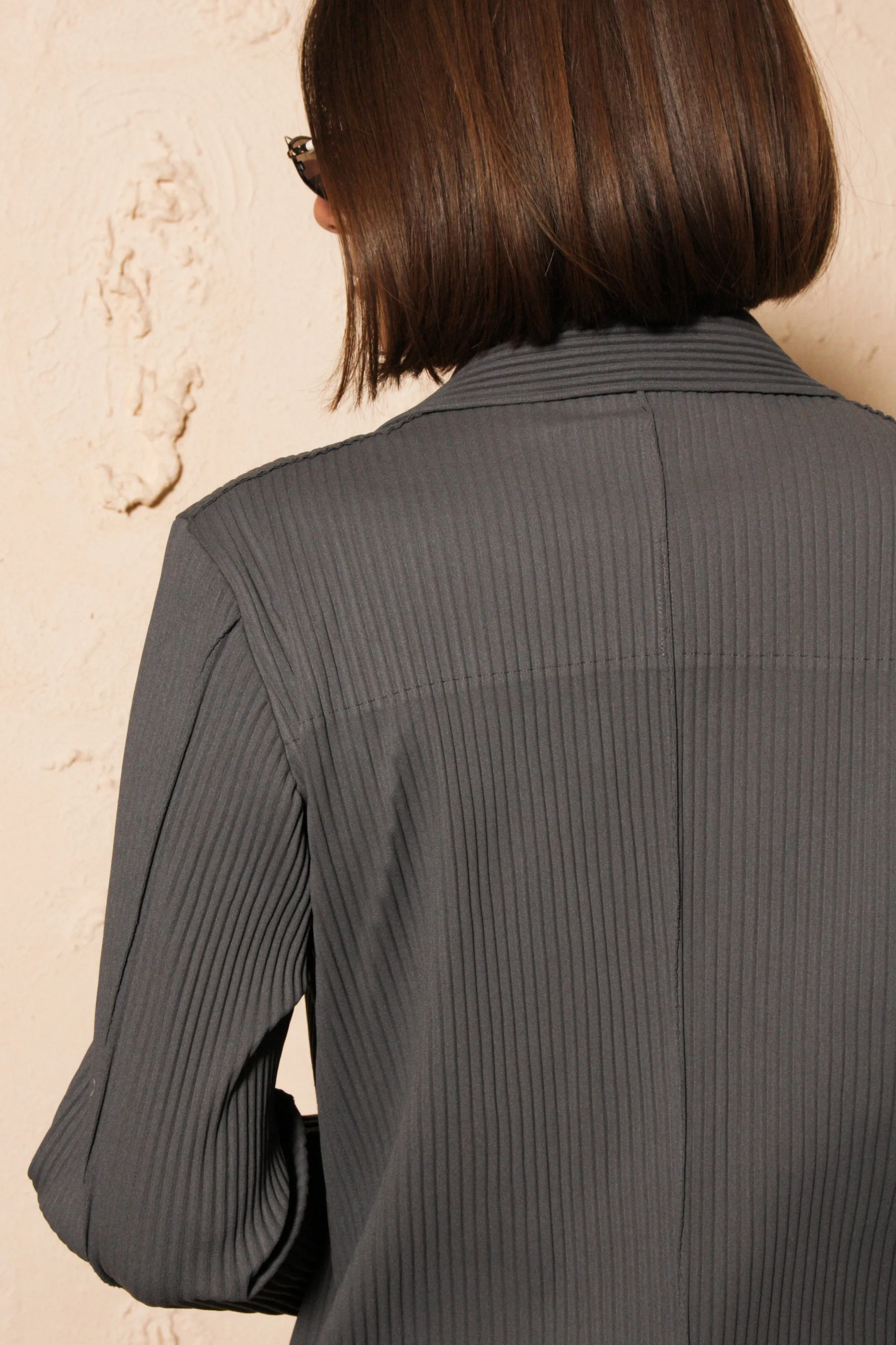 Soft Pleated Blazer Grey