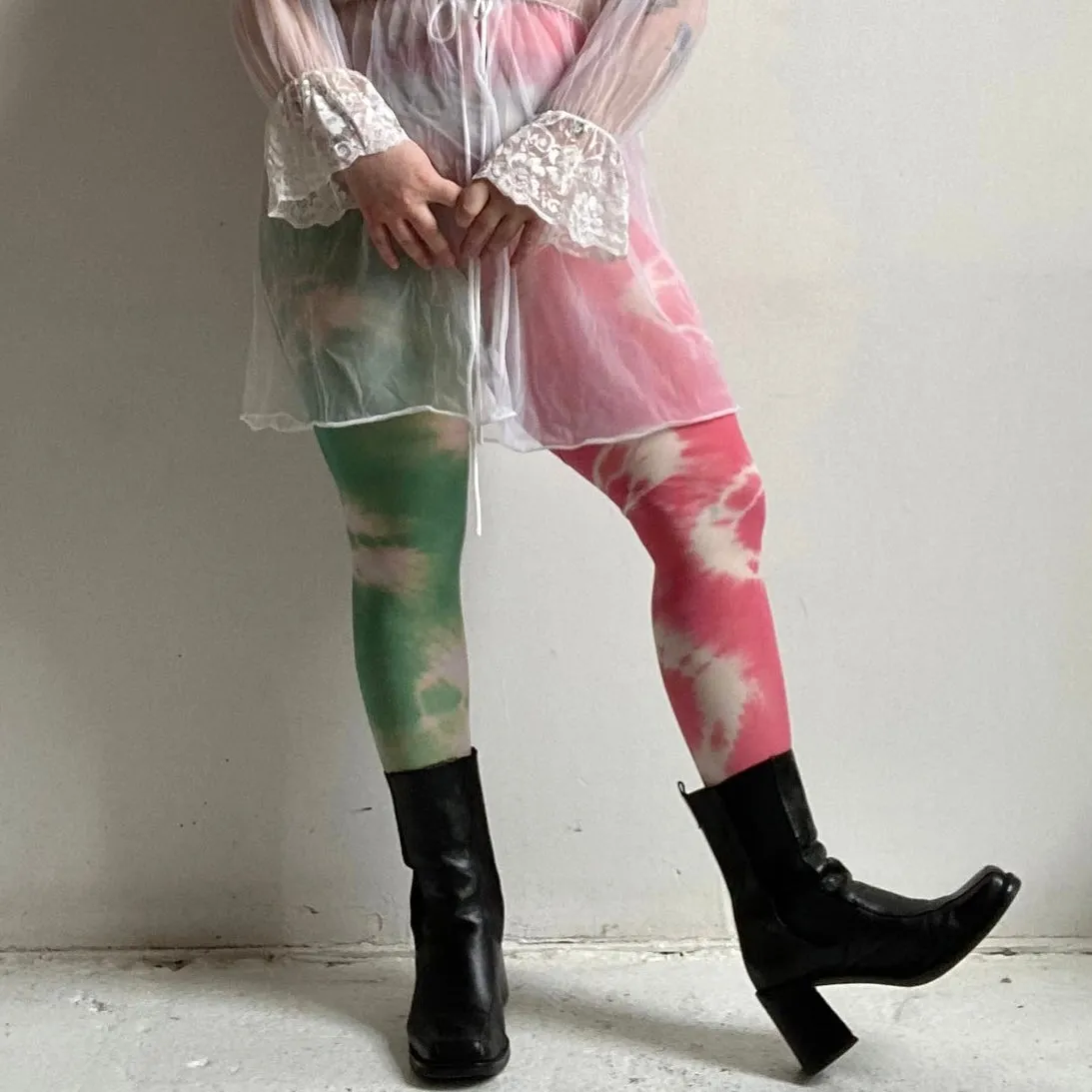 Strawberry lime recycled tights - eco-friendly and stylish drama wear