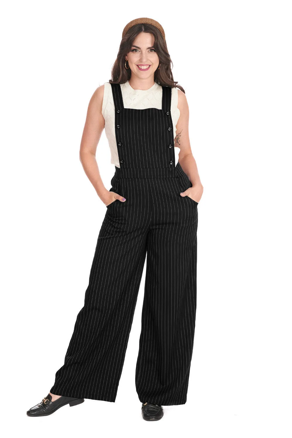 Stripe Print Overalls