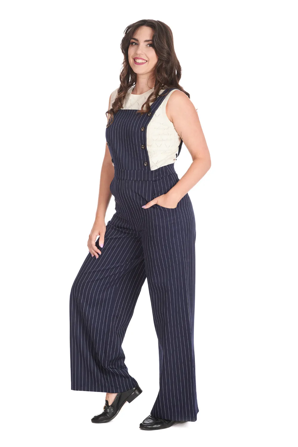 Stripe Print Overalls