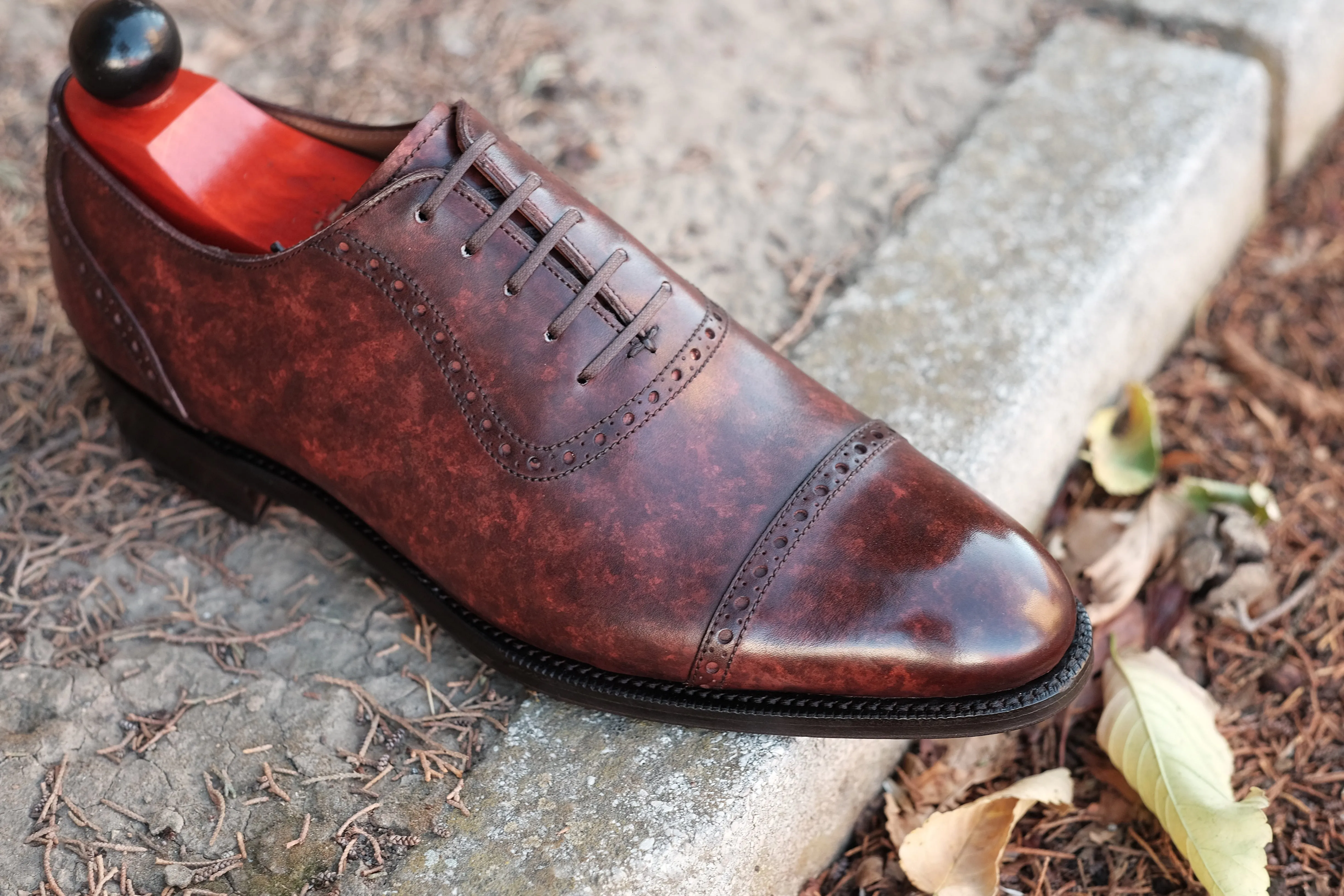 Sunnyside Walnut Marble Patina MTO with Single Leather Sole - TMG Last