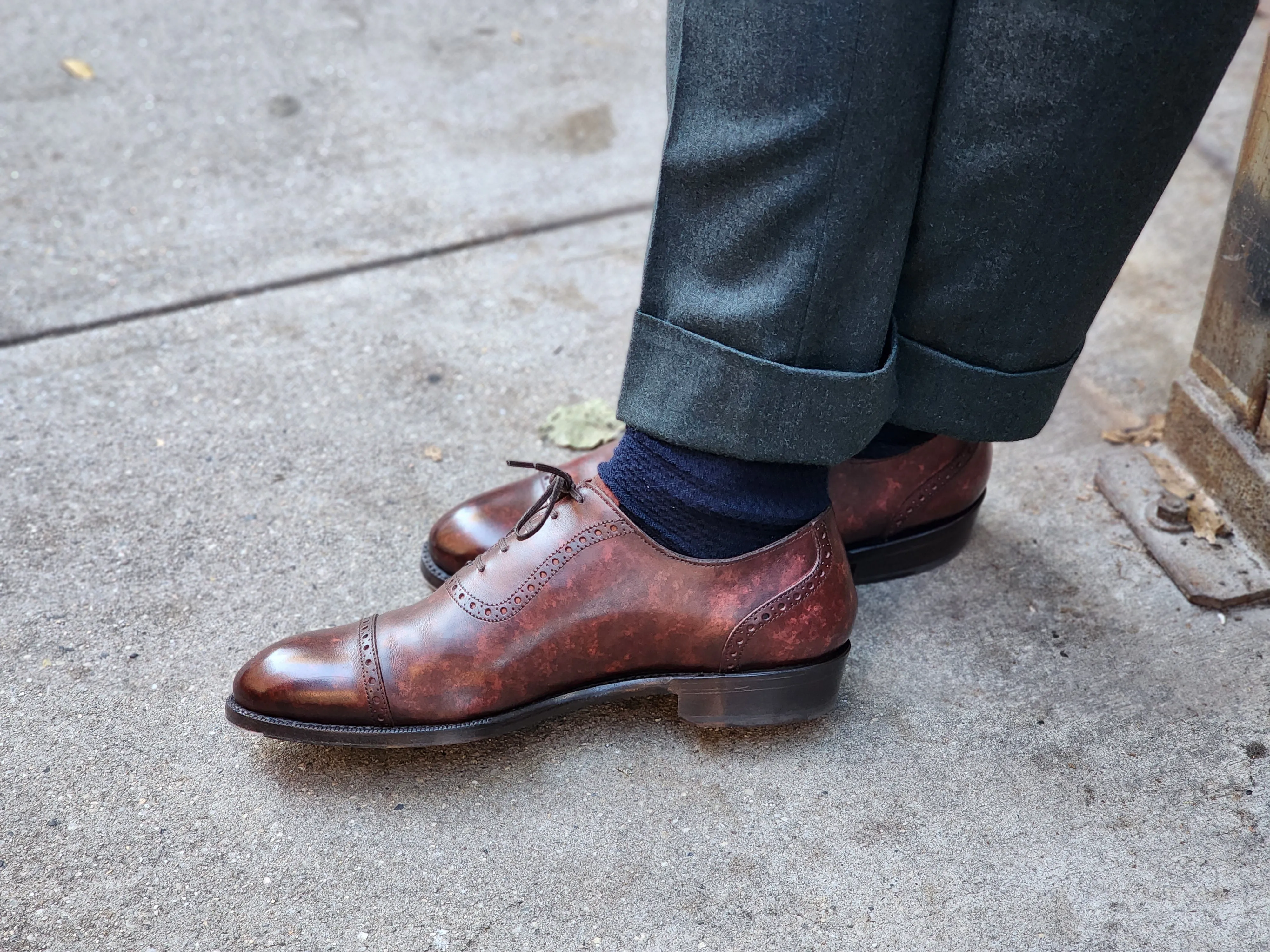 Sunnyside Walnut Marble Patina MTO with Single Leather Sole - TMG Last