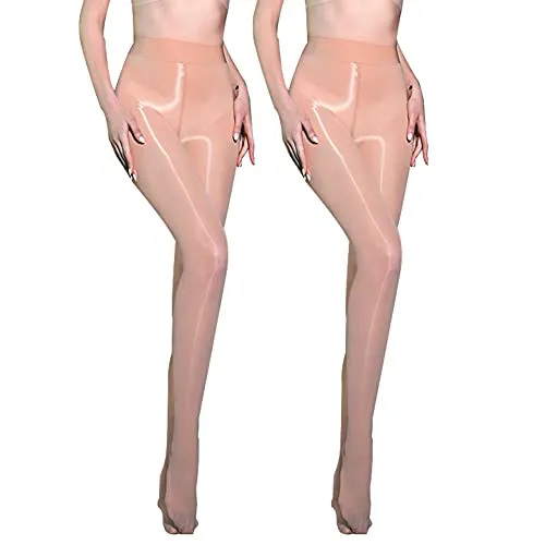 Ultra Shiny Sheer Tights - High Waist Shimmer Stockings (2 Pack) for Women and Girls