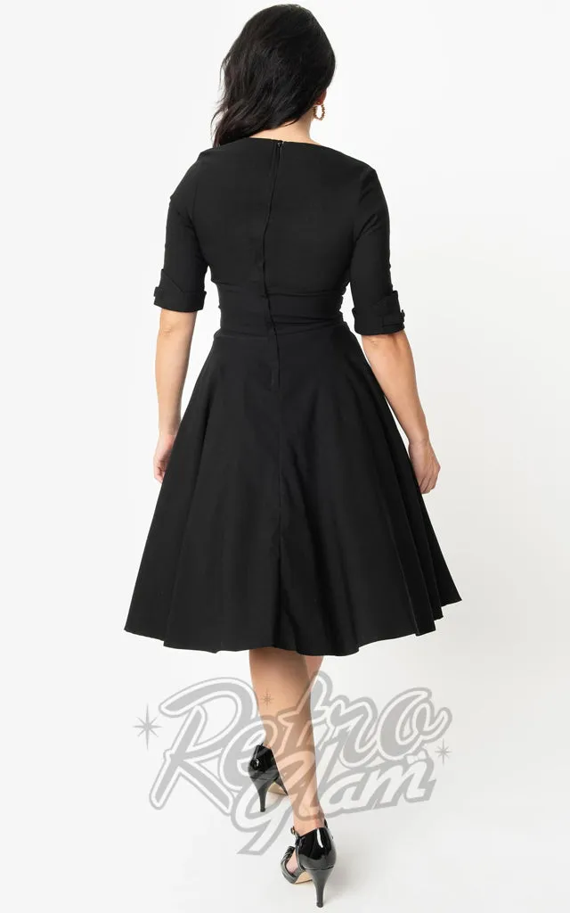 Unique Vintage Delores Swing Dress in Black