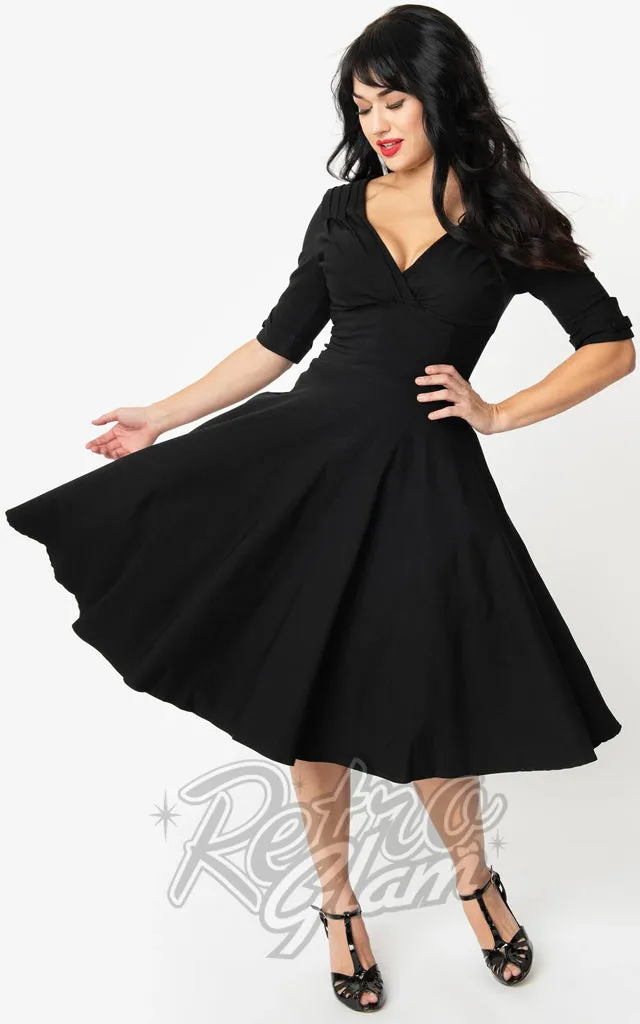 Unique Vintage Delores Swing Dress in Black