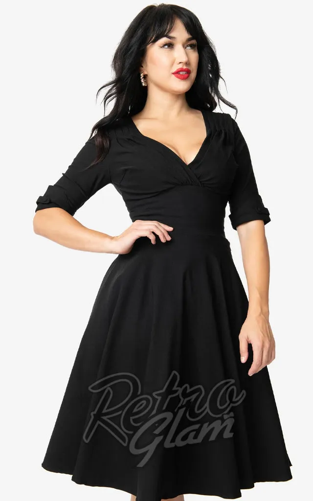 Unique Vintage Delores Swing Dress in Black