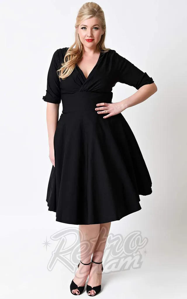 Unique Vintage Delores Swing Dress in Black