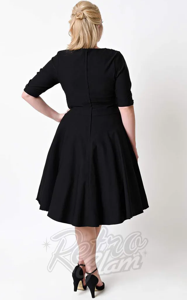 Unique Vintage Delores Swing Dress in Black