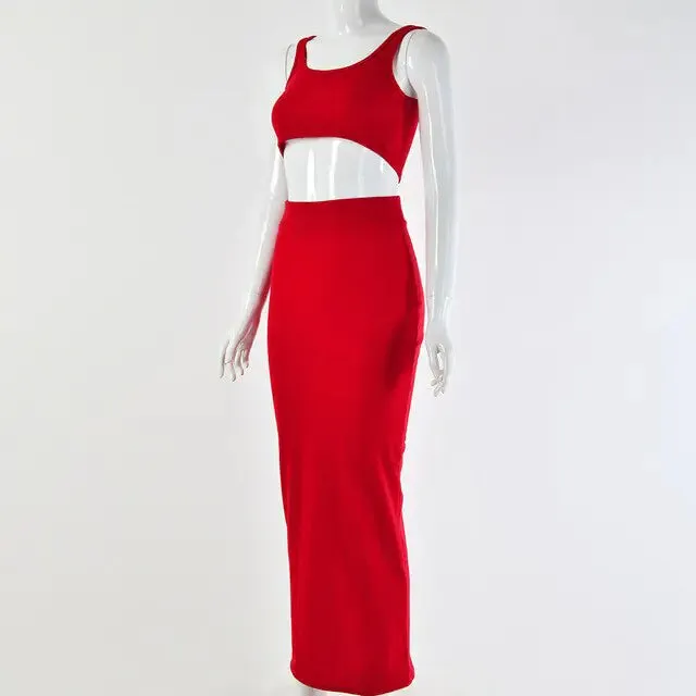 Vibrant Ribbed Dress Set - Seductive Neon Colors