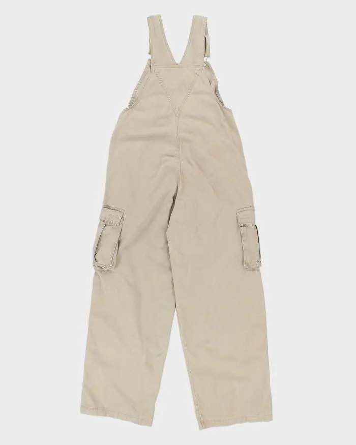 Vintage 90s Beige Cargo Dungarees Small