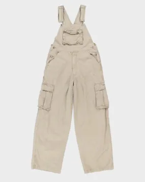 Vintage 90s Beige Cargo Dungarees Small