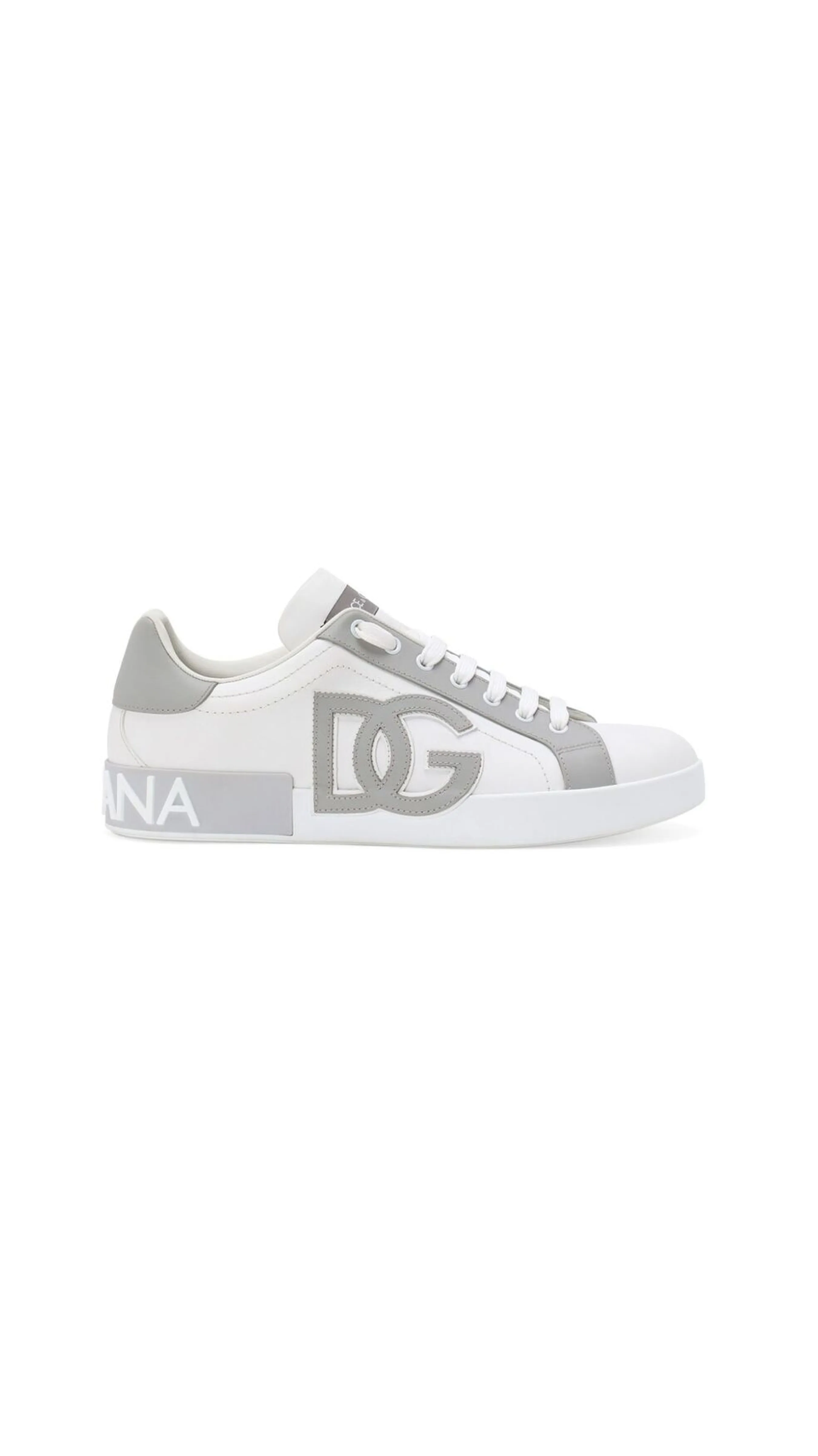 White grey calfskin Portofino sneakers