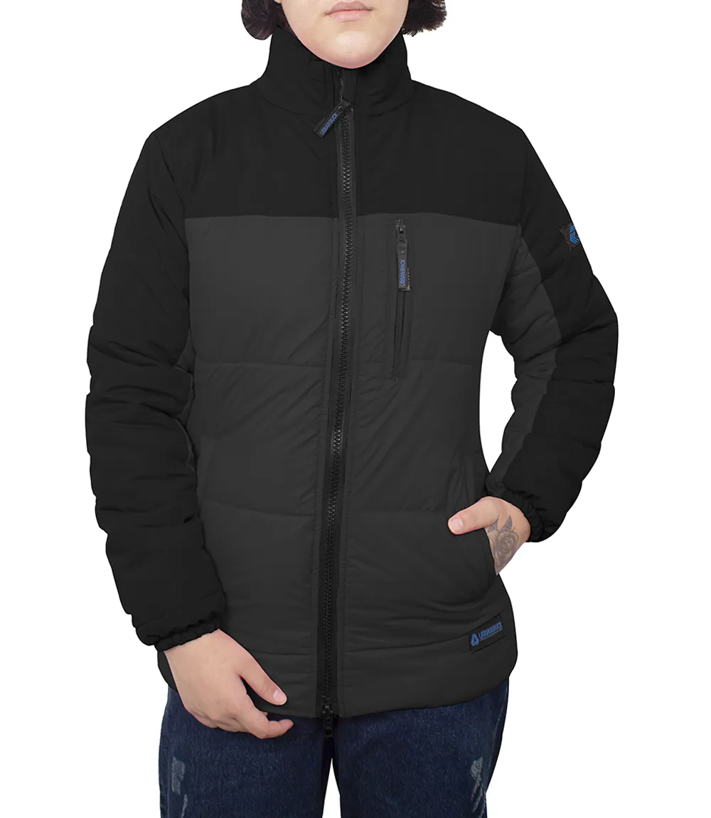 Women's Dual Tone Black And Grey Puffer Jacket