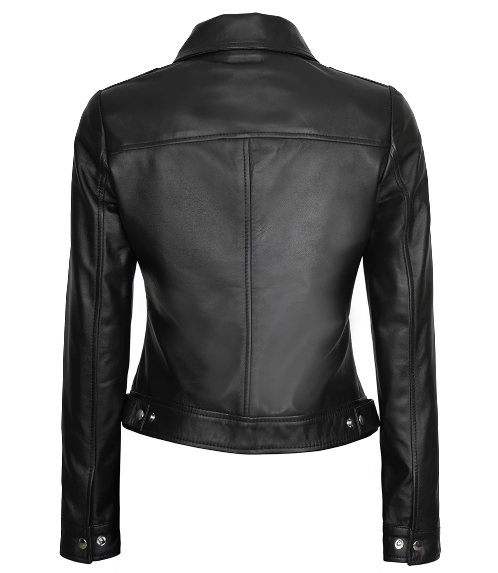 Women's Harrington Black Leather Jacket