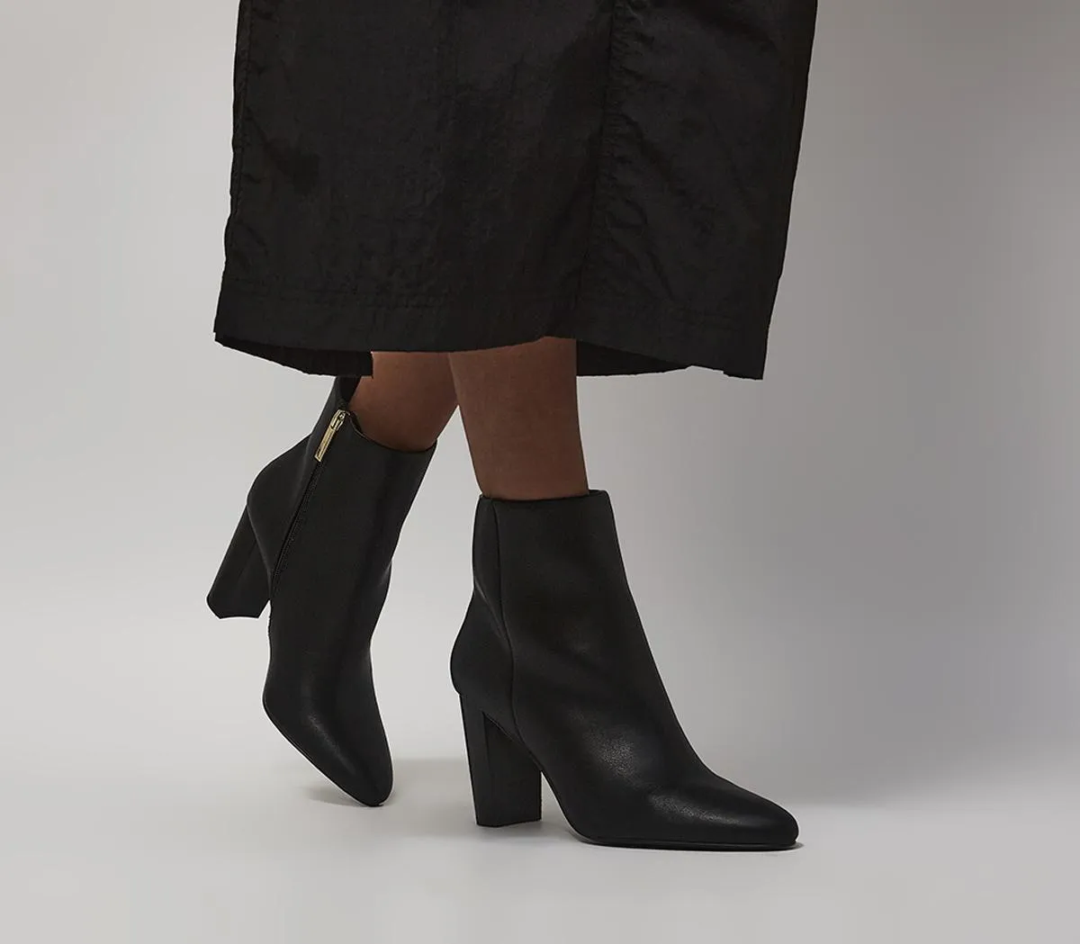 Women's Black Office Adore Ankle Boots with Stack Heel