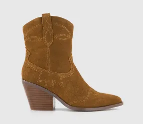 Women's suede ankle boots, tan color