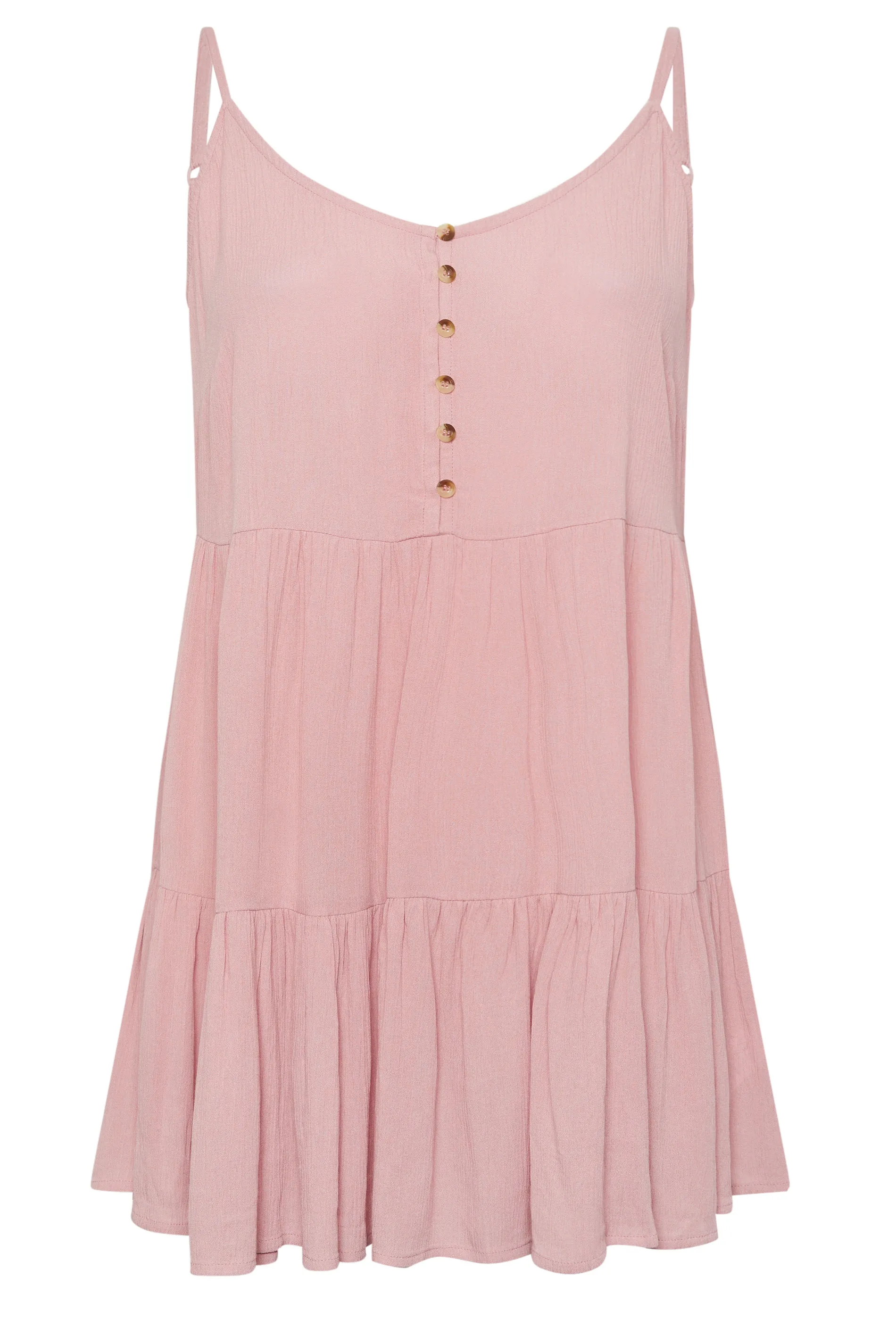 YOURS Curve Dusty Pink Crinkle Tiered Vest Top