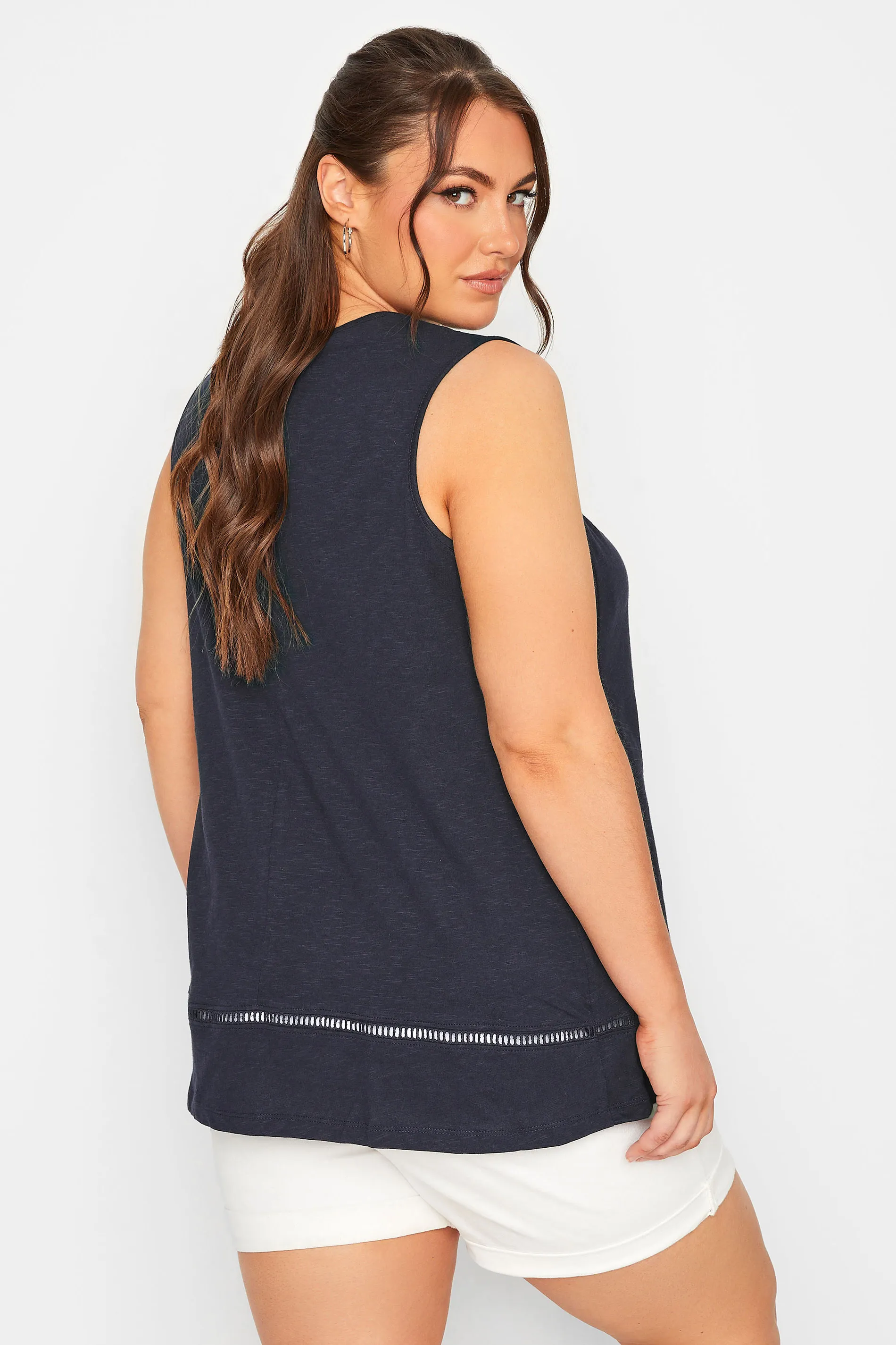 YOURS Curve Navy Crochet Vest Top