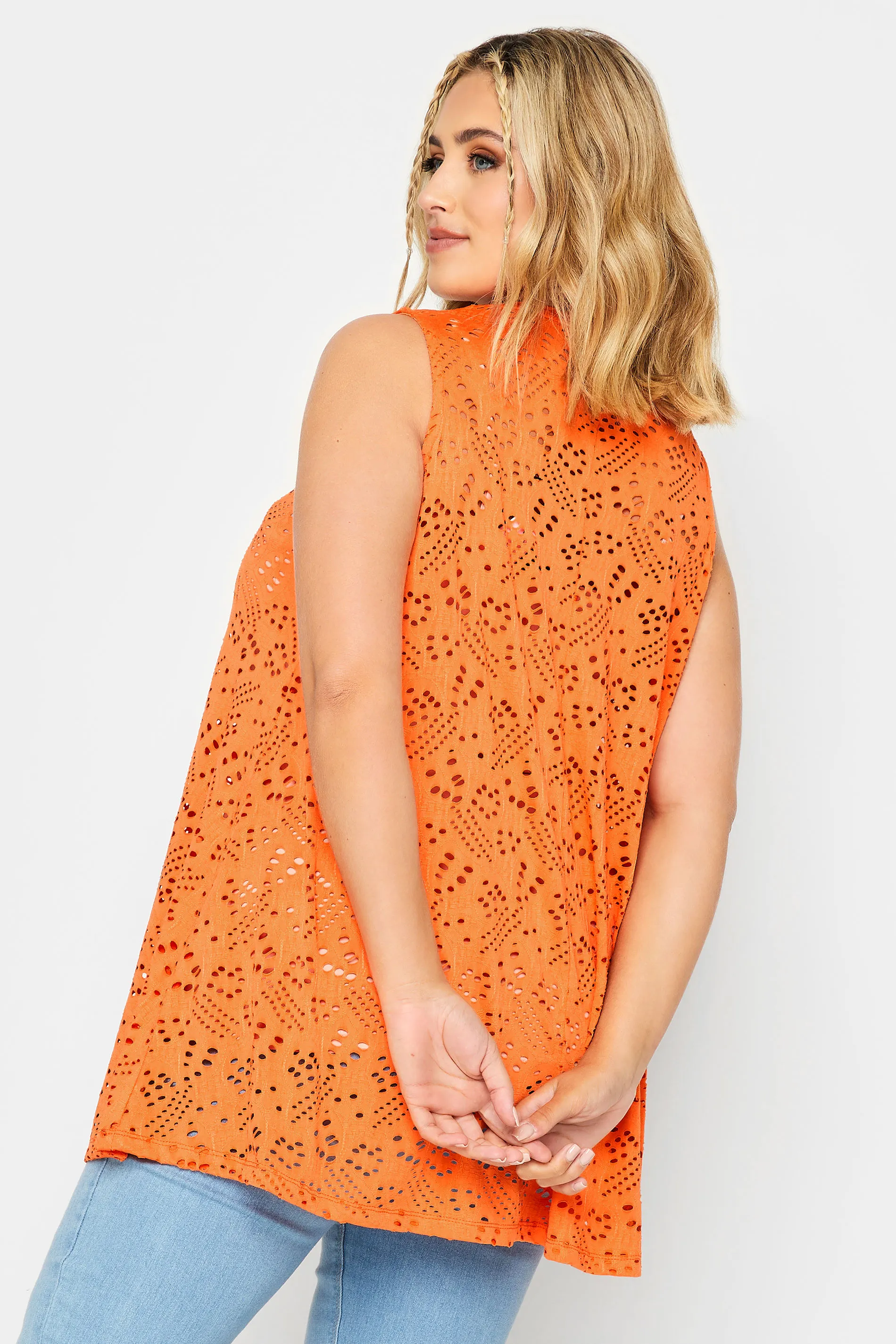 YOURS Curve Orange Broderie Swing Vest Top