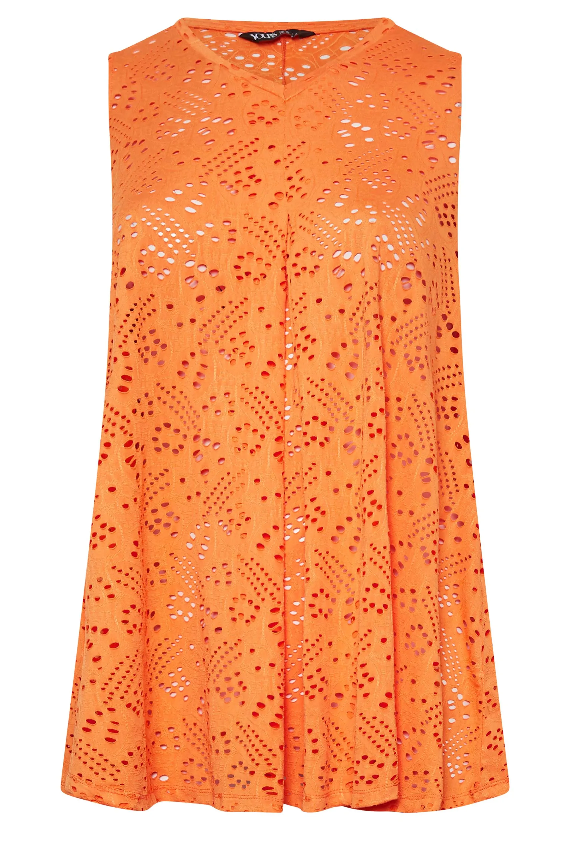 YOURS Curve Orange Broderie Swing Vest Top