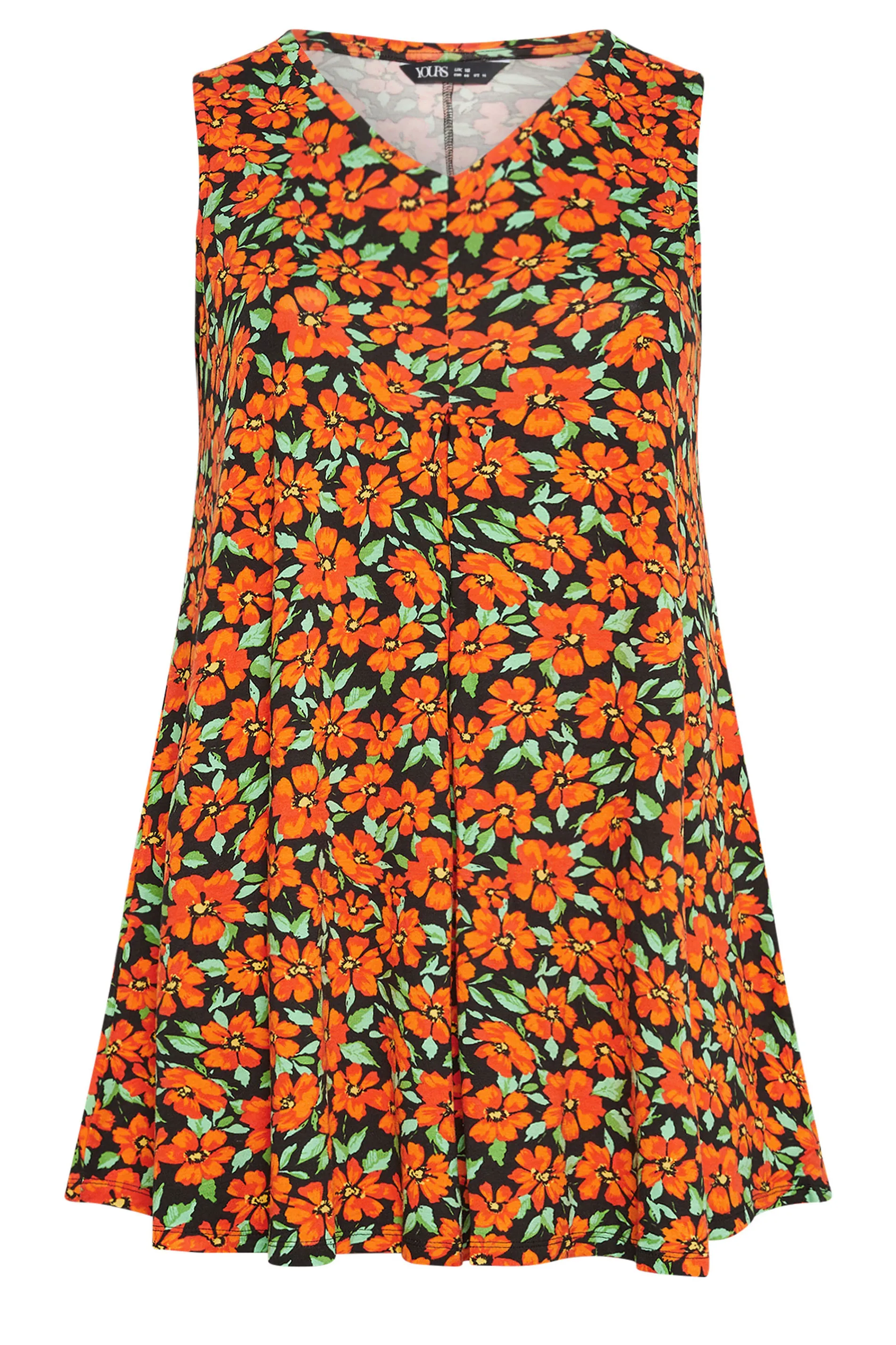 YOURS Curve Orange Floral Printed Swing Vest Top