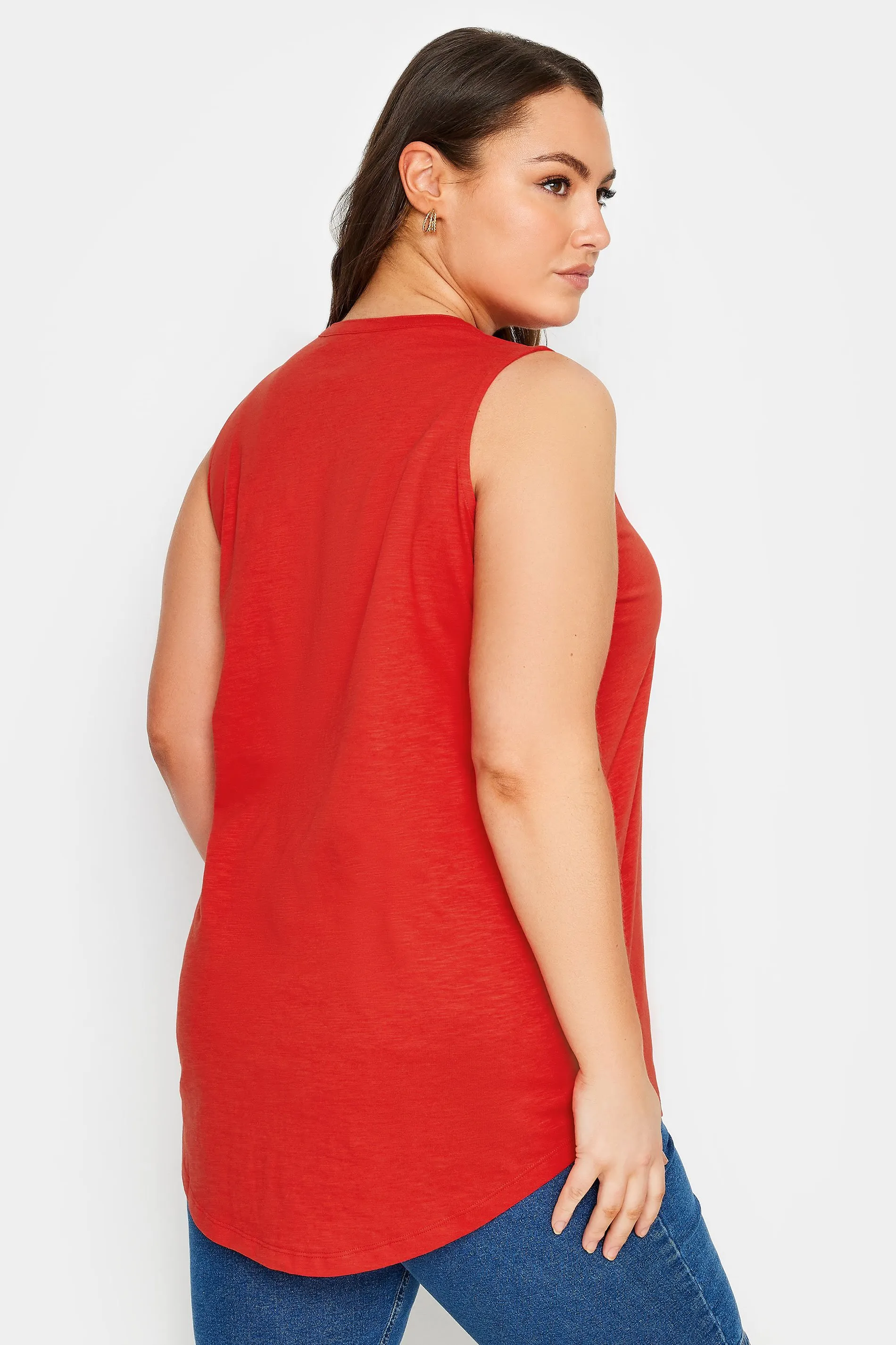 YOURS Curve Red Pintuck Henley Vest Top