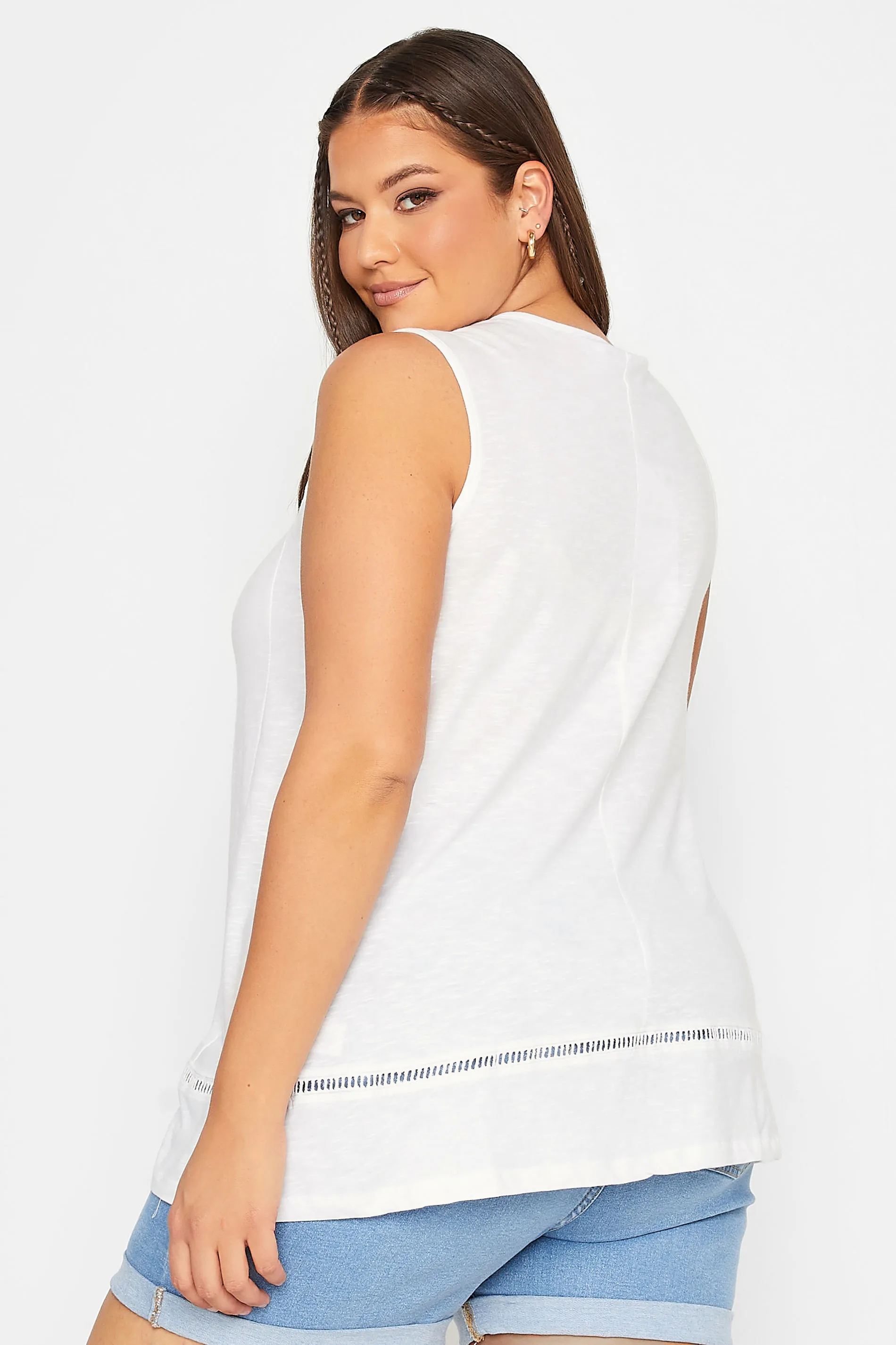 YOURS Curve White Crochet Vest