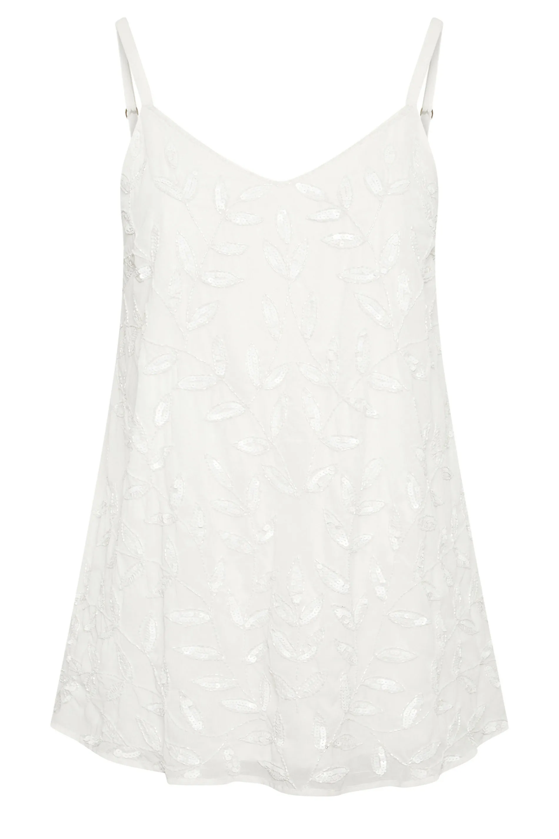 YOURS Curve White Floral Embellished Vest Top