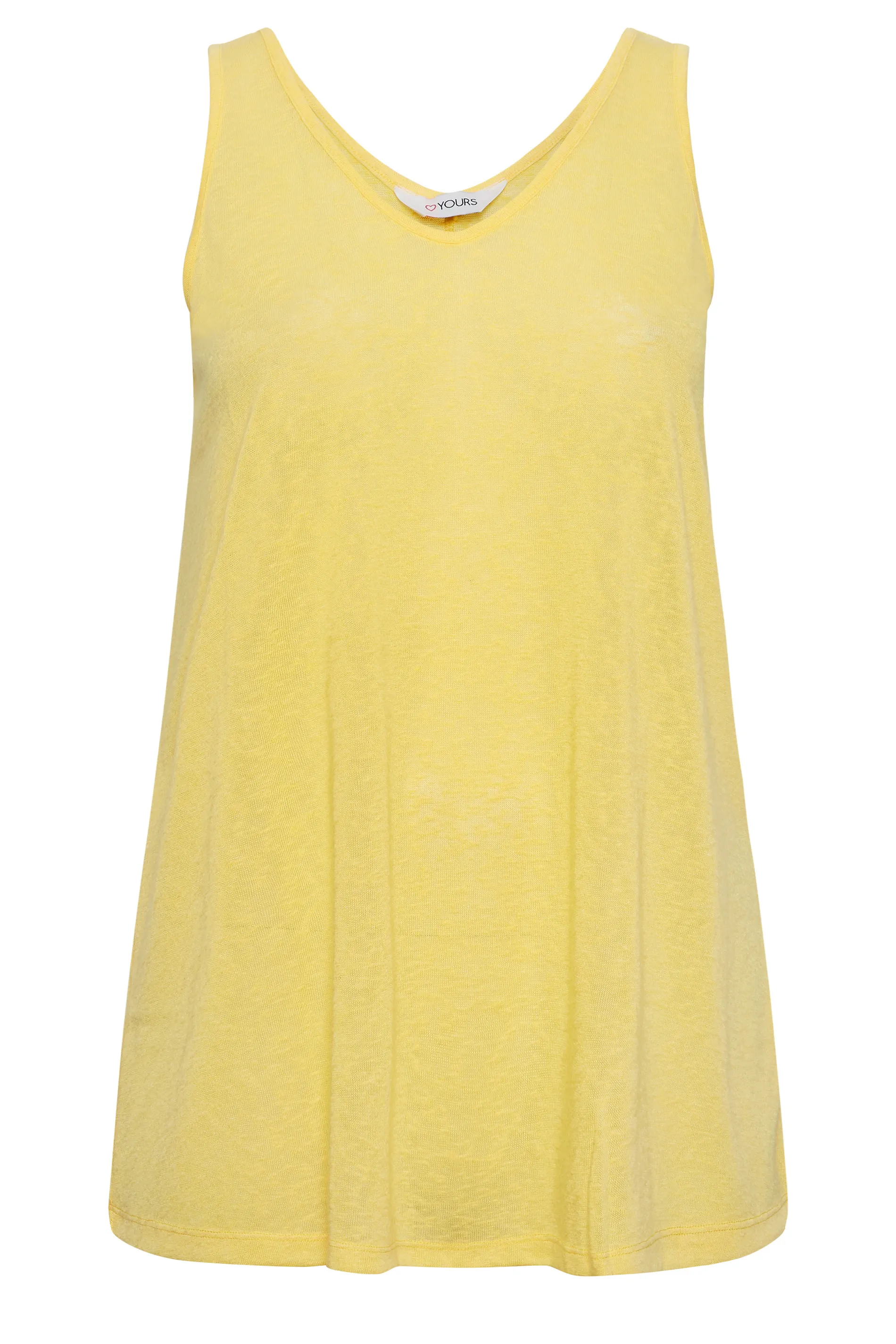 YOURS Curve Yellow Linen Look Vest Top