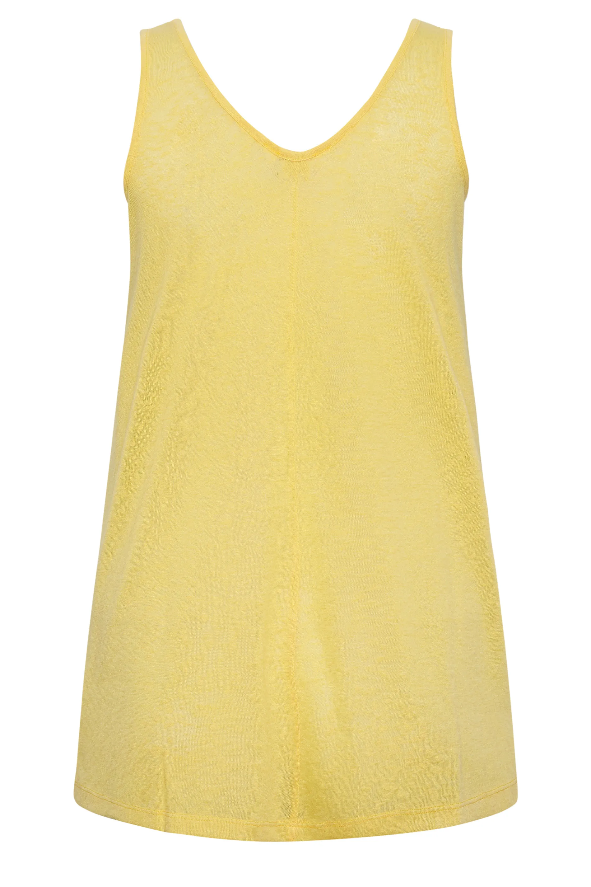 YOURS Curve Yellow Linen Look Vest Top