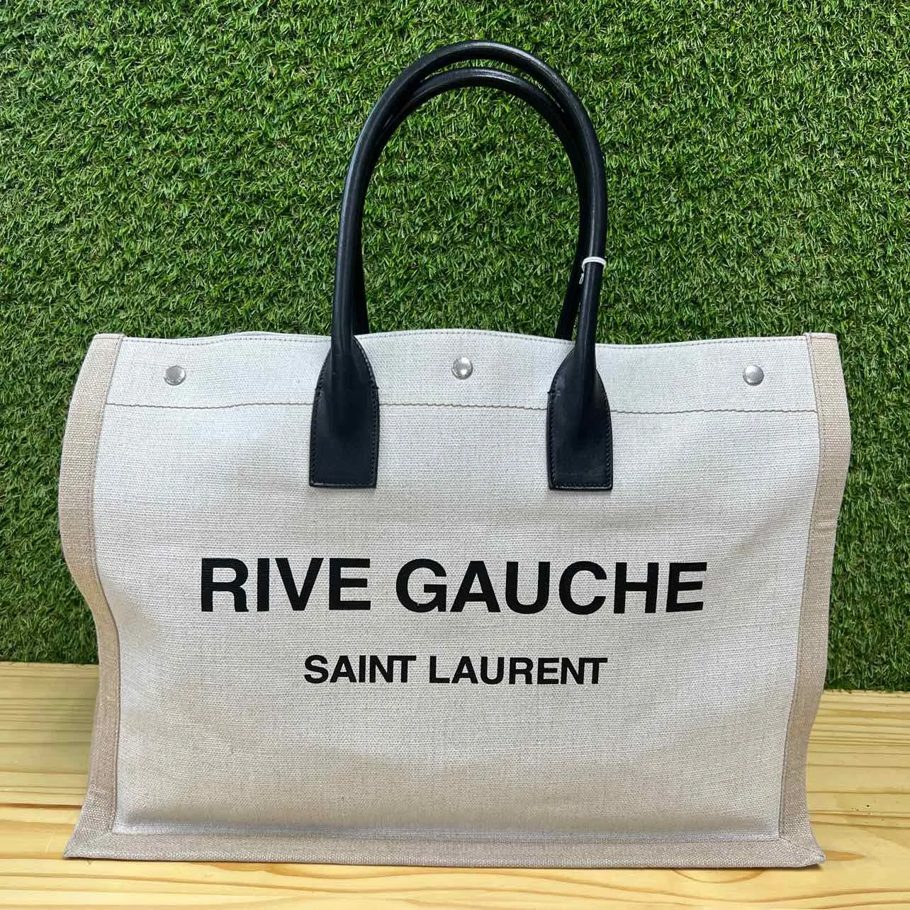 YSL Tote Bag RIVE GAUCHE Used Cream Size Small