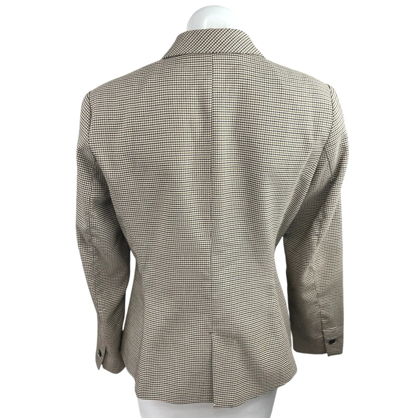 Zara Tan Brown Houndstooth One Button Notch Collar Career Blazer Coat Jacket 8