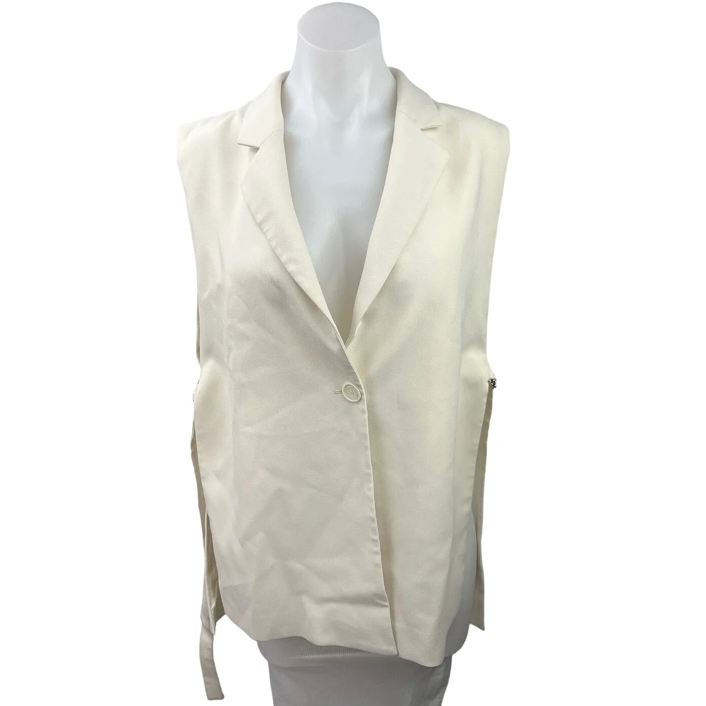 Zara White Sleeveless Tailored Vent Lapel Collar Waistcoat Vest Blazer Jacket M