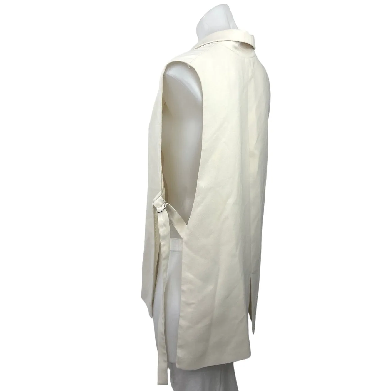 Zara White Sleeveless Tailored Vent Lapel Collar Waistcoat Vest Blazer Jacket M